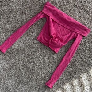 Fashion Nova Fuchsia Off-Shoulder Crop Top